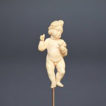 Load image into Gallery viewer, Antique Victorian pin with carved ivory putti & dove in 14ct gold