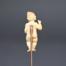 Load image into Gallery viewer, Antique Victorian pin with carved ivory putti & dove in 14ct gold