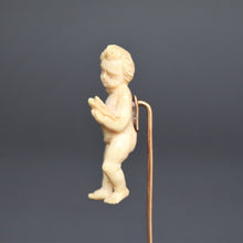 Load image into Gallery viewer, Antique Victorian pin with carved ivory putti & dove in 14ct gold