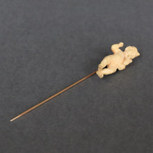 Load image into Gallery viewer, Antique Victorian pin with carved ivory putti & dove in 14ct gold