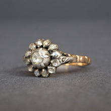 Load image into Gallery viewer, Vintage Georgian-style rose cut diamond rosette ring in 14ct gold