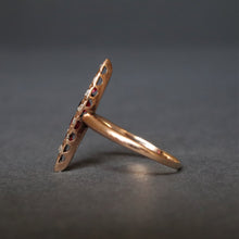 Load image into Gallery viewer, Vintage garnet doublet & diamond navette ring in 14ct gold