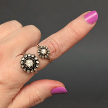 Load image into Gallery viewer, Georgian ring. Antique cluster ring. Antique rosette ring. Rosette ring. Diamond rosette ring. Georgian cluster ring. Georgian diamond ring. Antique diamond ring. Georgian rose cut diamond ring. Antique diamond halo ring. Antique diamond cluster ring.