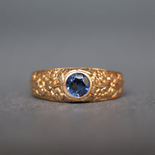 Load image into Gallery viewer, Stacking ring. Sapphire stacking ring. Engraved ring. Synthetic sapphire ring. Synthetic sapphire band. Antique stacking band. Engraved stacking band.