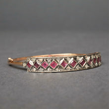 Load image into Gallery viewer, Antique ruby & diamond checkerboard bangle in 9ct gold