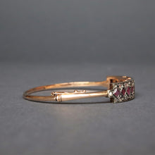 Load image into Gallery viewer, Antique ruby & diamond checkerboard bangle in 9ct gold