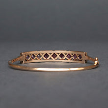 Load image into Gallery viewer, Antique ruby & diamond checkerboard bangle in 9ct gold