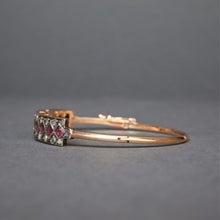 Load image into Gallery viewer, Antique ruby & diamond checkerboard bangle in 9ct gold