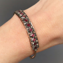 Load image into Gallery viewer, Antique ruby & diamond checkerboard bangle in 9ct gold