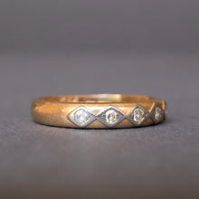 Load image into Gallery viewer, Antique Edwardian Scandi stacking band with diamonds in 18ct gold