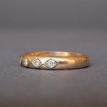 Load image into Gallery viewer, Antique Edwardian Scandi stacking band with diamonds in 18ct gold