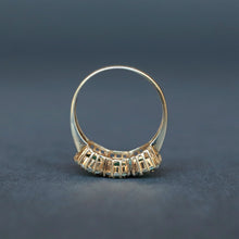 Load image into Gallery viewer, Antique Edwardian era emerald & diamond trilogy ring in 9ct gold