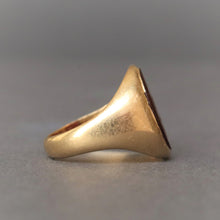 Load image into Gallery viewer, Vintage carnelian intaglio ring carved with a buck in 18ct gold