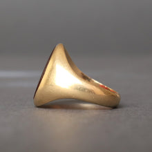 Load image into Gallery viewer, Vintage carnelian intaglio ring carved with a buck in 18ct gold