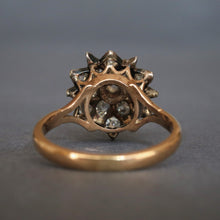 Load image into Gallery viewer, Antique diamond (0.9ct) starburst ring in silver & 9ct gold