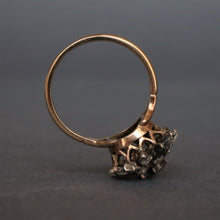 Load image into Gallery viewer, Antique diamond (0.9ct) starburst ring in silver & 9ct gold