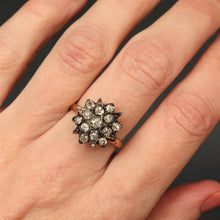 Load image into Gallery viewer, star ring starburst celestial diamond cluster gold antique vintage ring jewelry jewellery silver 9ct 9k