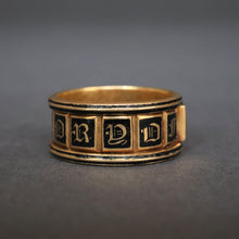 Load image into Gallery viewer, Antique Georgian mourning ring with black enamel in 18ct gold
