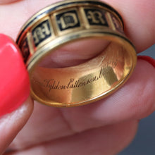 Load image into Gallery viewer, Antique Georgian mourning ring with black enamel in 18ct gold