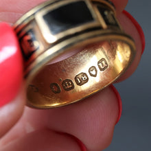 Load image into Gallery viewer, Antique Georgian mourning ring with black enamel in 18ct gold