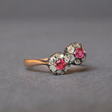 Load image into Gallery viewer, Antique ruby and diamond 'toi et moi' ring in 18ct gold