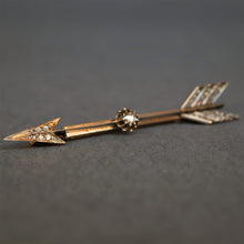 Load image into Gallery viewer, Antique Victorian diamond arrow brooch in 14ct gold