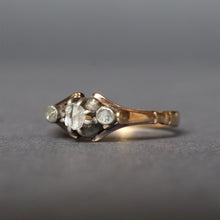 Load image into Gallery viewer, Antique rose cut diamond trilogy ring in 18ct gold
