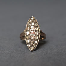 Load image into Gallery viewer, Antique diamond navette ring. Antique diamond marquise ring. Antique diamond cobblestone ring. Antique cobblestone ring. Diamond cobblestone ring. Diamond navette ring. Diamond marquise ring. Vermeil marquise ring. Vermeil navette ring.