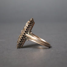 Load image into Gallery viewer, Antique cobblestone diamond navette ring with vermeil gold