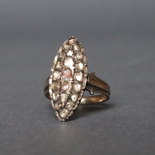 Load image into Gallery viewer, Antique cobblestone diamond navette ring with vermeil gold