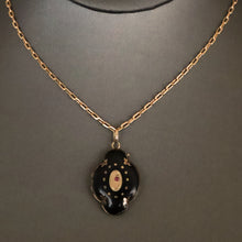 Load image into Gallery viewer, Antique Victorian enamel & ruby mourning locket in 14ct gold