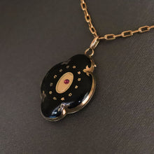 Load image into Gallery viewer, Antique Victorian enamel & ruby mourning locket in 14ct gold