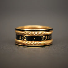 Load image into Gallery viewer, Antique Georgian mourning ring with black enamel in 18ct gold