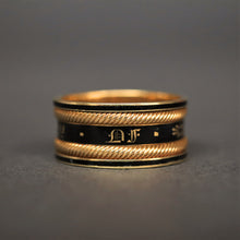 Load image into Gallery viewer, Antique Georgian mourning ring with black enamel in 18ct gold