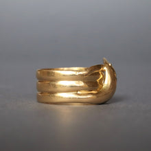 Load image into Gallery viewer, Antique Edwardian era snake ring with diamond in 18ct gold