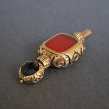 Load image into Gallery viewer, Antique Victorian era watch key with carnelian & gold casing