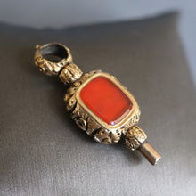 Load image into Gallery viewer, Antique Victorian era watch key with carnelian & gold casing