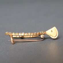 Load image into Gallery viewer, Antique Victorian era diamond & pearl wishbone brooch in 15ct gold