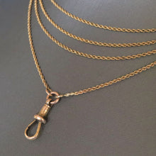 Load image into Gallery viewer, Antique Victorian rope link guard chain in 15ct gold - 49.6"/126cm
