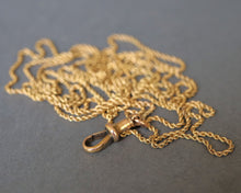 Load image into Gallery viewer, Antique Victorian rope link guard chain in 15ct gold - 49.6"/126cm
