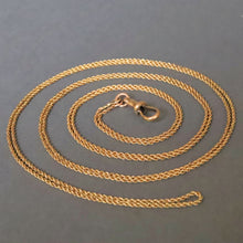 Load image into Gallery viewer, Long guard chain. Antique chain. Antique gold chain. Muff chain. Antique guard chain. Rope link chain. Antique rope link chain. Twist link chain. Antique twist link chain. Swivel clasp.. Lobster clasp. Gold dog clip. Antique dog clip.