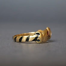 Load image into Gallery viewer, Antique Victorian claddagh ring with diamond (0.15ct) in 18ct gold