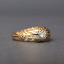 Load image into Gallery viewer, Antique art deco era solitaire ring with diamond (0.2ct) in 14ct gold