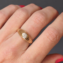 Load image into Gallery viewer, Art deco solitaire ring. Art deco diamond ring. Art deco diamond solitaire ring. Art deco engagement ring. Art deco stacking ring. Vintage diamond ring. Vintage diamond engagement ring. Vintage diamond solitaire ring. Art deco geometric ring.