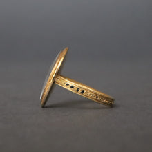 Load image into Gallery viewer, Antique Georgian sepia mourning ring with angel in 14ct gold