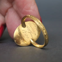 Load image into Gallery viewer, Antique Georgian sepia mourning ring with angel in 14ct gold