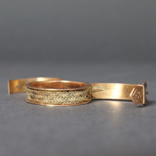 Load image into Gallery viewer, Antique stacking band. Antique Victorian ring. Antique stacking ring. Antique Victorian band. Antique buckle ring. Antique buckle band. Secret compartment ring. Hidden compartment ring. Secret compartment band. Hidden compartment band. Hairwork ring.
