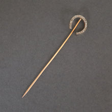 Load image into Gallery viewer, Antique Victorian era diamond horseshoe stick pin in 14ct gold