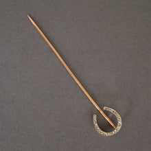 Load image into Gallery viewer, Antique Victorian era diamond horseshoe stick pin in 14ct gold