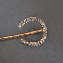 Load image into Gallery viewer, Antique Victorian era diamond horseshoe stick pin in 14ct gold